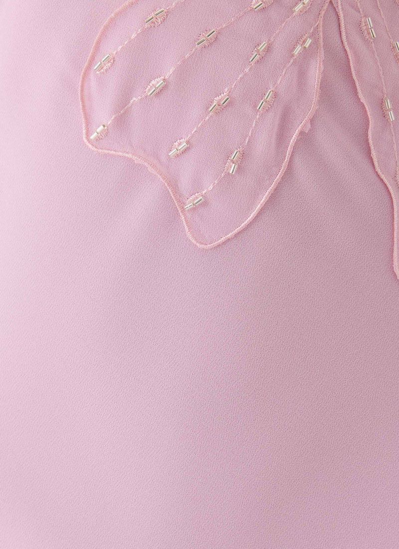 Sassafras Beaded Flower Strapless Maxi Dress - Soft Pink