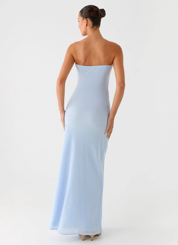 Sassafras Beaded Flower Strapless Maxi Dress - Blue Peppermayo US Sassafras Beaded Flower Strapless Maxi Dress - Blue Peppermayo US
