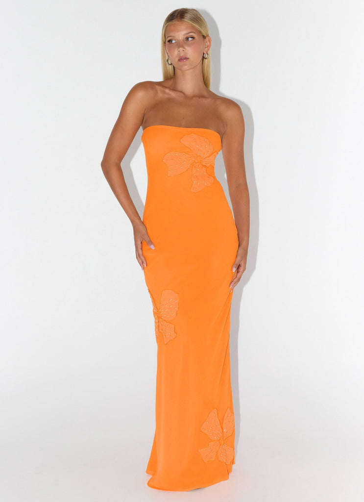 Sassafras Beaded Flower Strapless Maxi Dress Sassafras Beaded Flower Strapless Maxi Dress