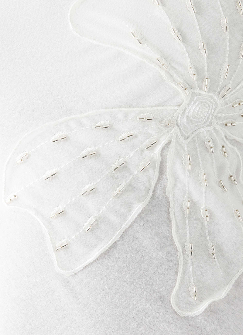 Sassafras Beaded Flower Strapless Maxi Dress - White