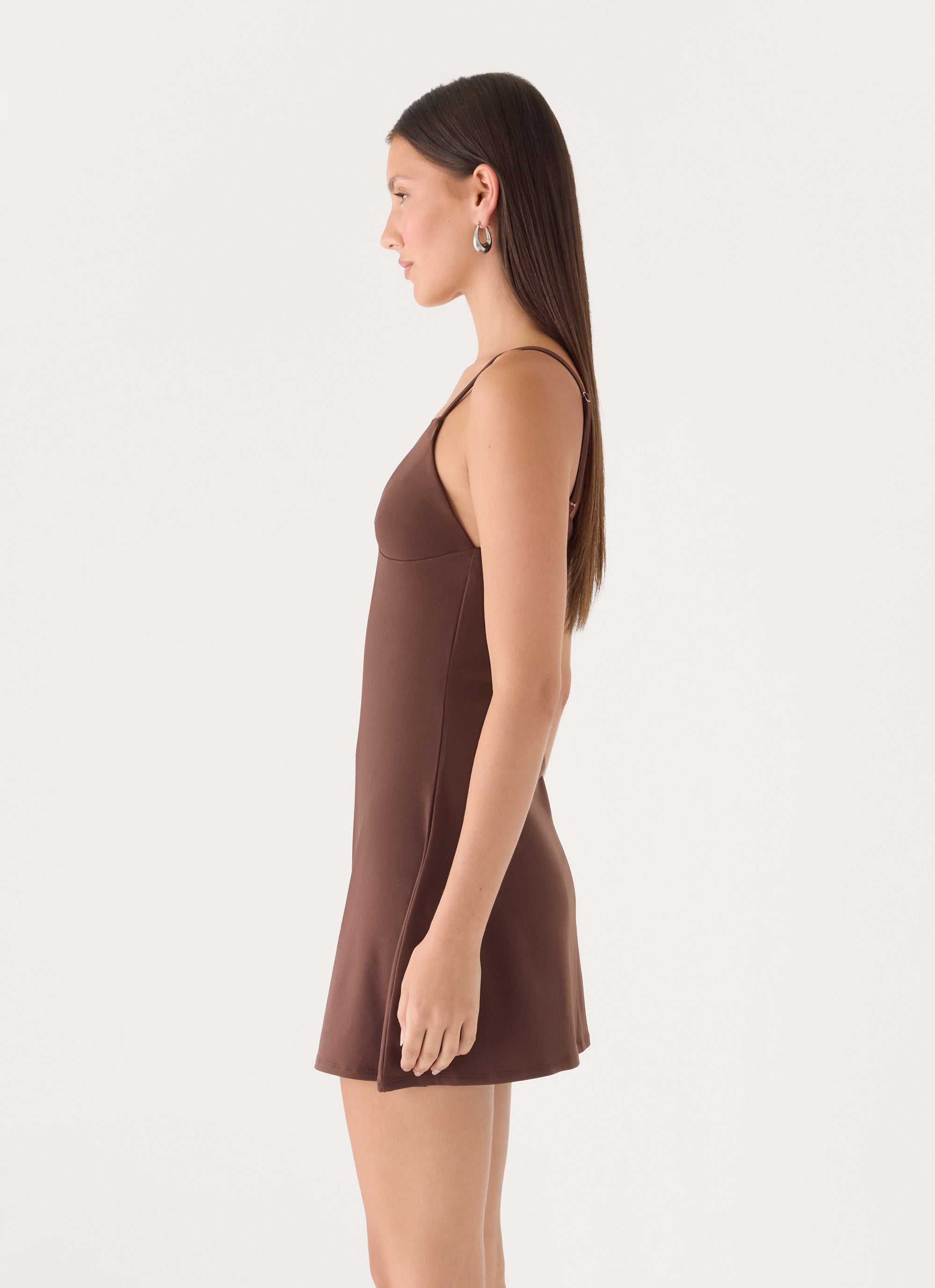 トップス coyseio SOLAR STITCH MINI DRESS BROWN SOLAR STITCH MINI