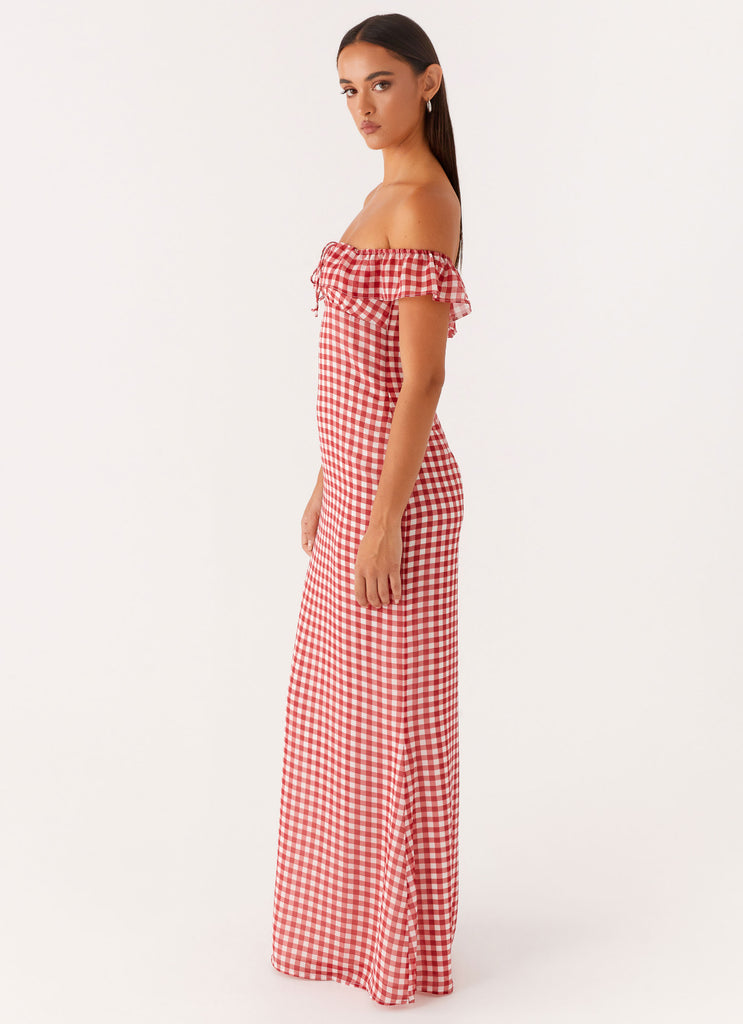 Scarlet Cherry Maxi Dress - Red Gingham