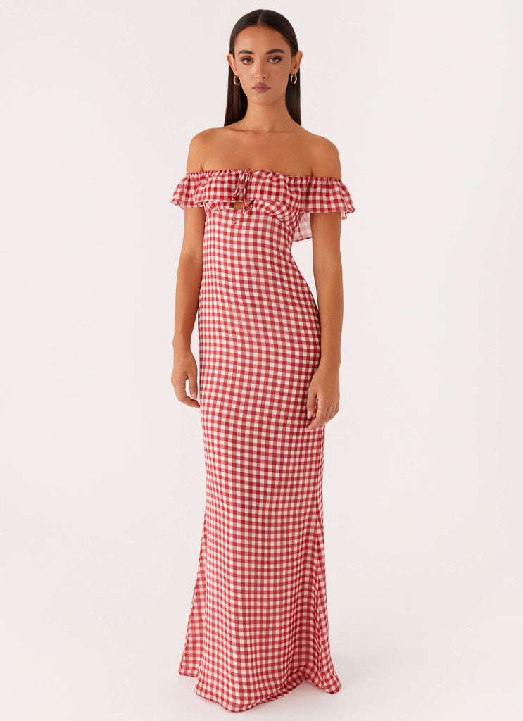 Scarlet Cherry Maxi Dress - Red Gingham Peppermayo US Scarlet Cherry Maxi Dress - Red Gingham Peppermayo US
