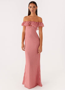 Scarlet Cherry Maxi Dress - Red Gingham