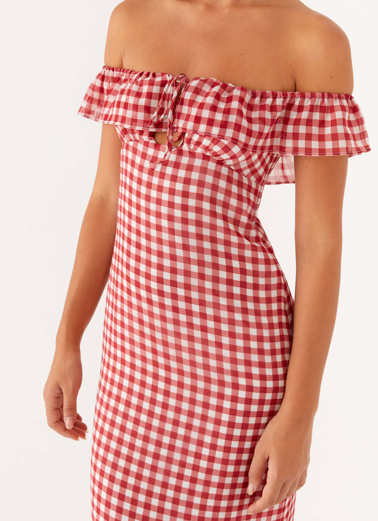 Scarlet Cherry Maxi Dress - Red Gingham