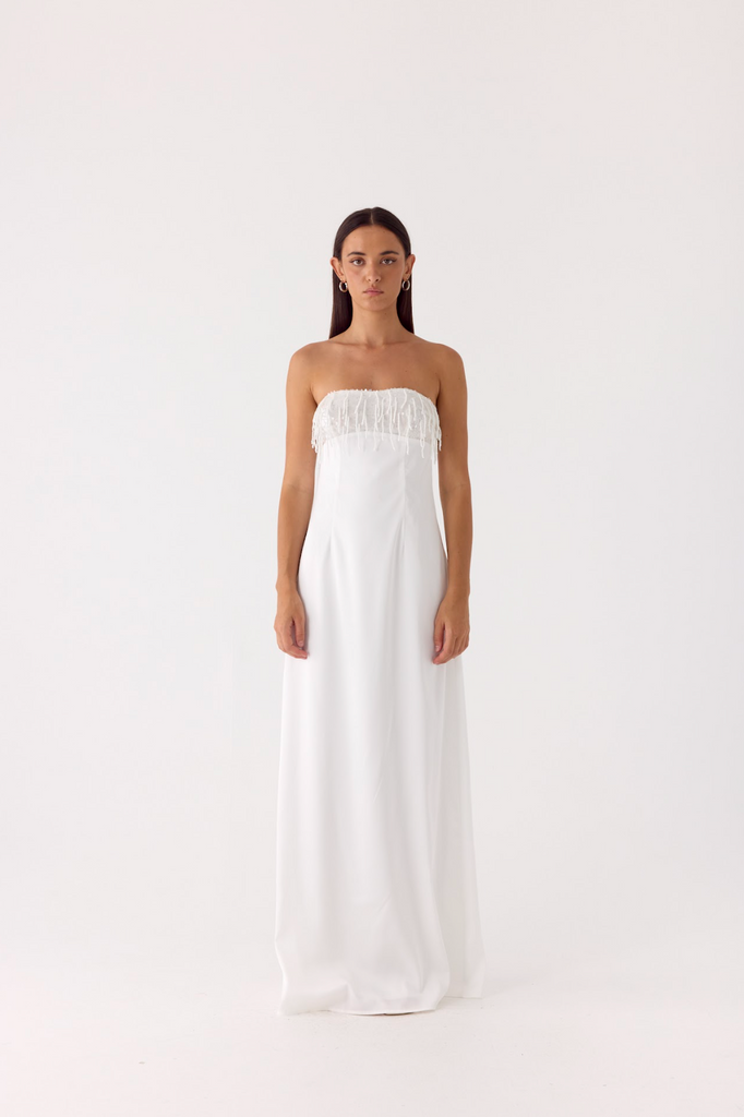 white beaded sequin dress 1920s White Beaded Sequin Stella Flapper Dress