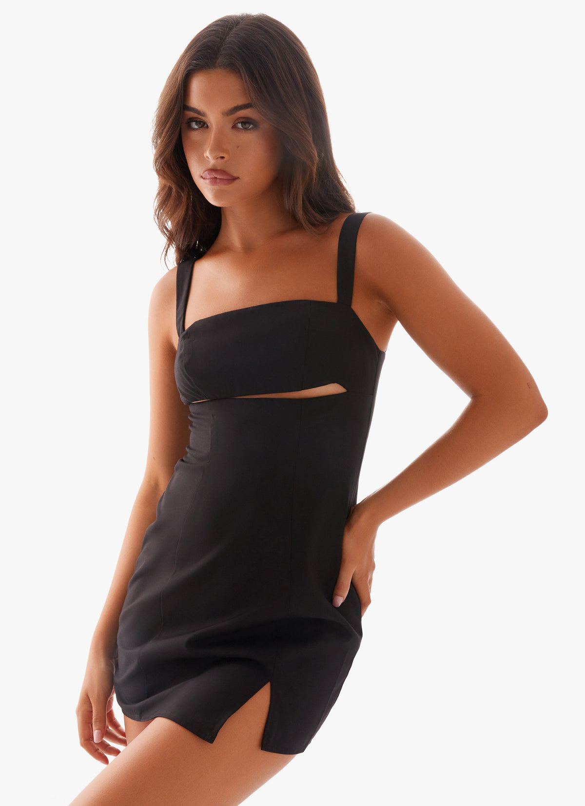 black cut out mini dress Zeke Bikini out design Rowin Long Sleeve Cut Out