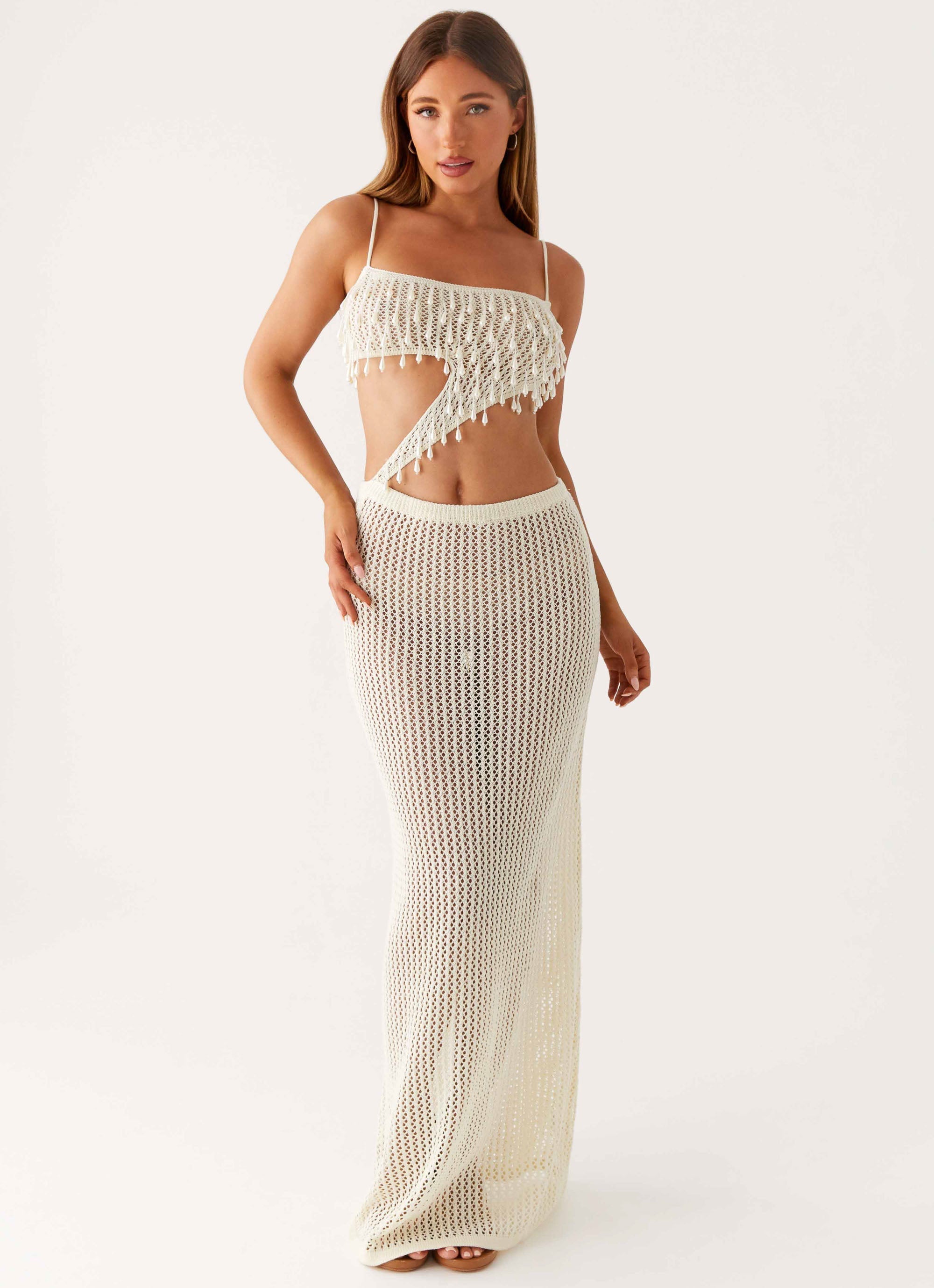 Shellbound Crochet Maxi Dress - Ivory Peppermayo US Shellbound Crochet Maxi Dress - Ivory Peppermayo US