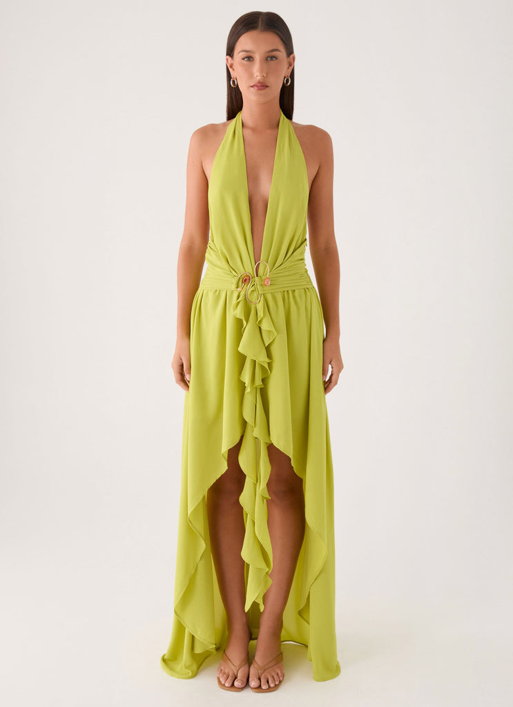lime halter dress Carolina Coast Halter Neck Maxi Dress Lime Large