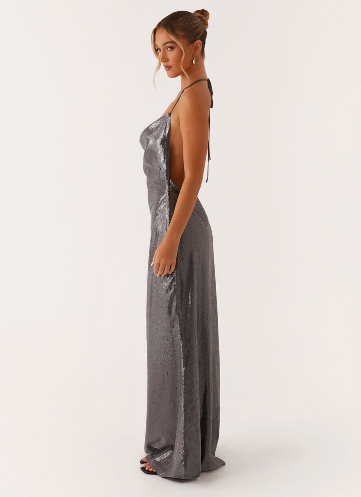 Sleek Love Sequin Maxi Dress - Silver Sequin Peppermayo US Sleek Love Sequin Maxi Dress - Silver Sequin Peppermayo US