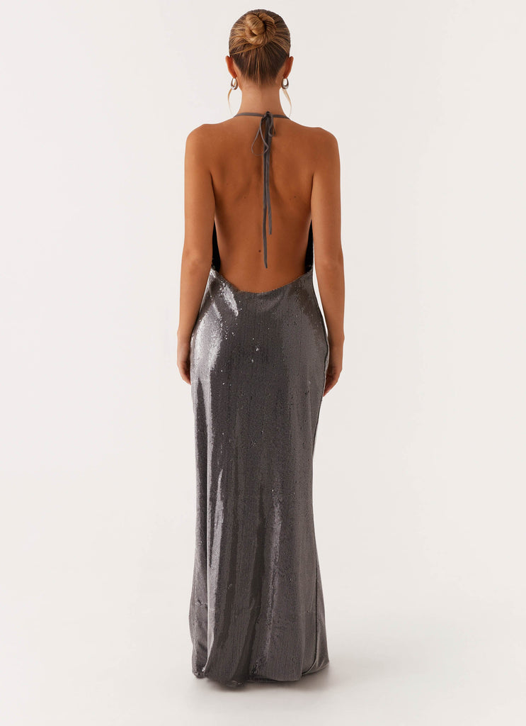 Sleek Love Sequin Maxi Dress - Silver Sequin Peppermayo US Sleek Love Sequin Maxi Dress - Silver Sequin Peppermayo US