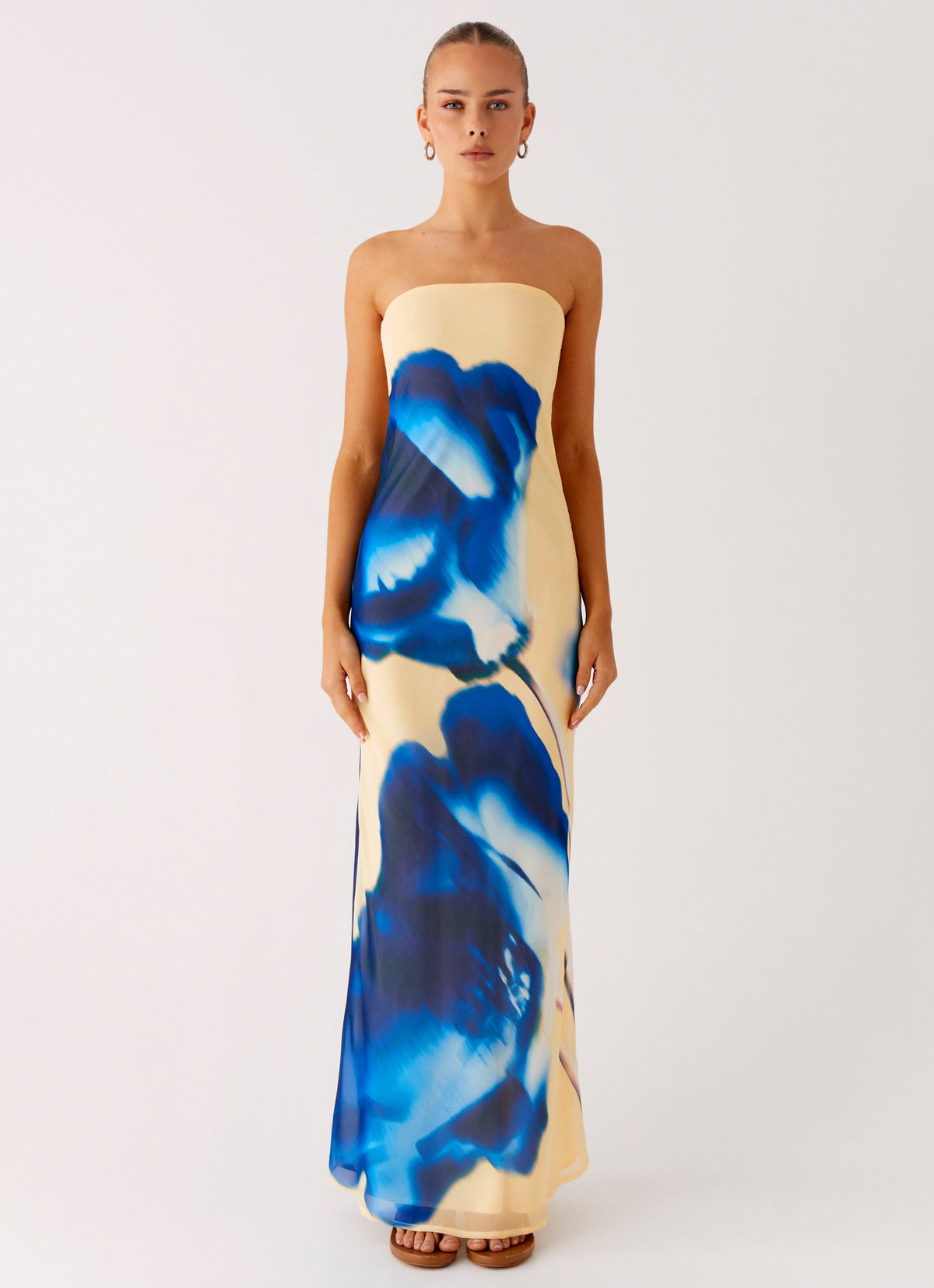 So You Say Strapless Maxi Dress