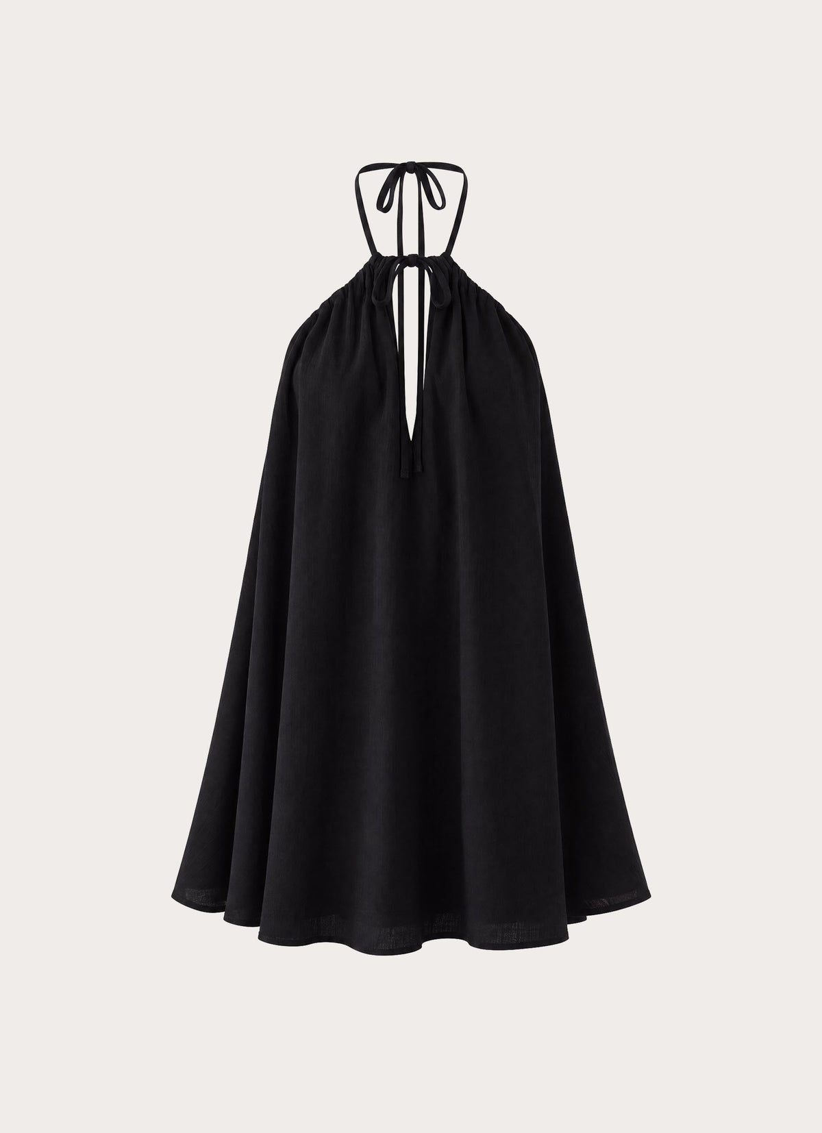 Soft Breeze Linen Mini Dress - Black