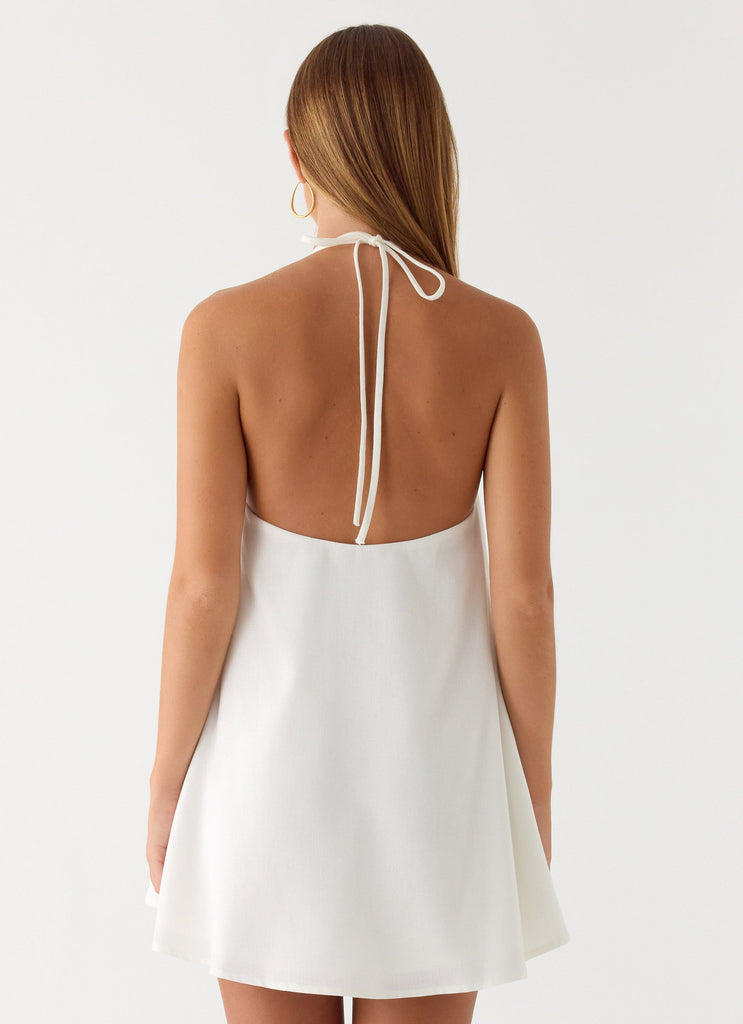 Soft Breeze Linen Mini Dress - White