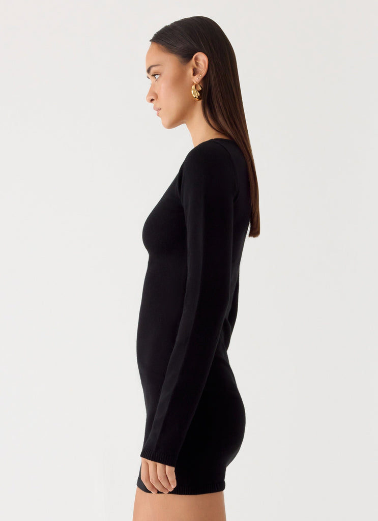 Soft Vision Knit Mini Dress - Black Black / L-XL Soft Vision Knit Mini Dress - Black Black / L-XL