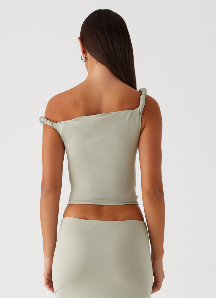 Solace Soul Twist Shoulder Top - Sage