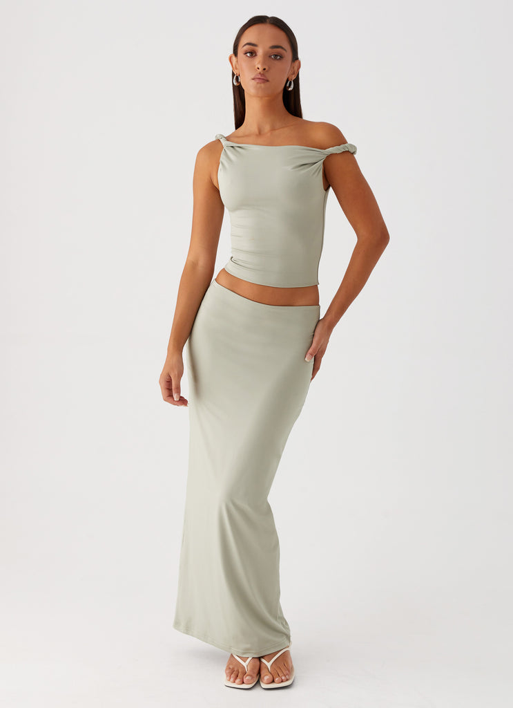 Solace Soul Twist Shoulder Top - Sage