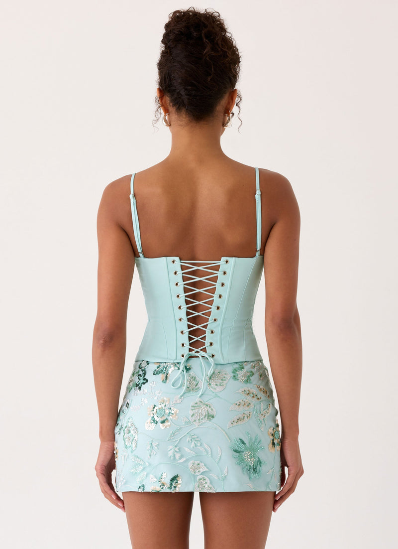 Solaire Low Rise Mini Skirt - Pistachio