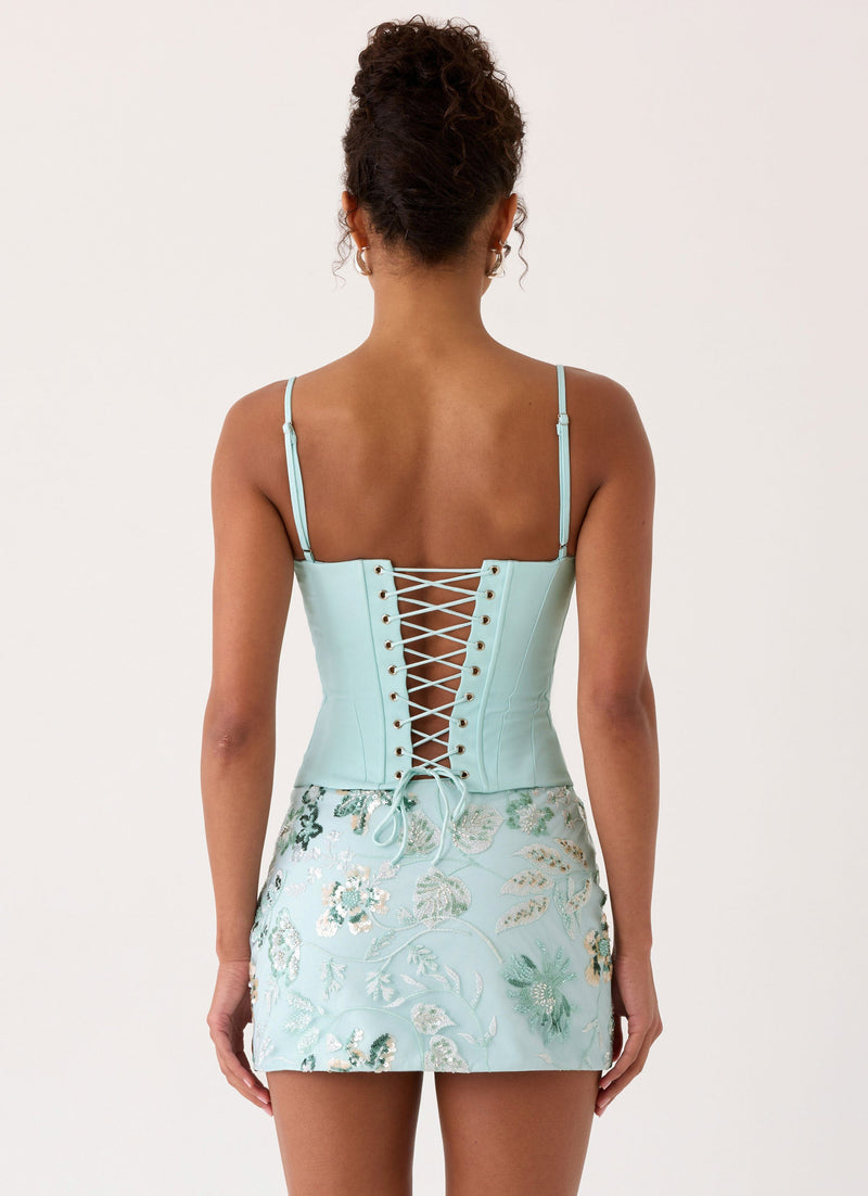 Solaire Low Rise Mini Skirt - Pistachio