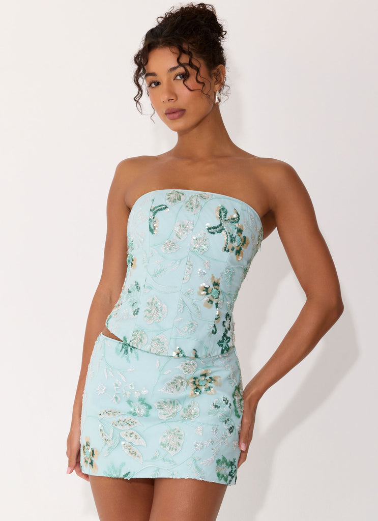 Solaire Low Rise Mini Skirt - Pistachio