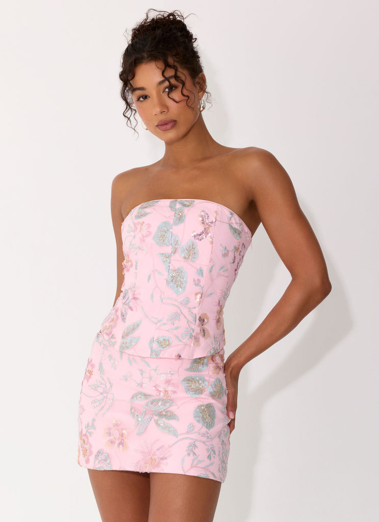 Solaire Strapless Corset Top - Pink