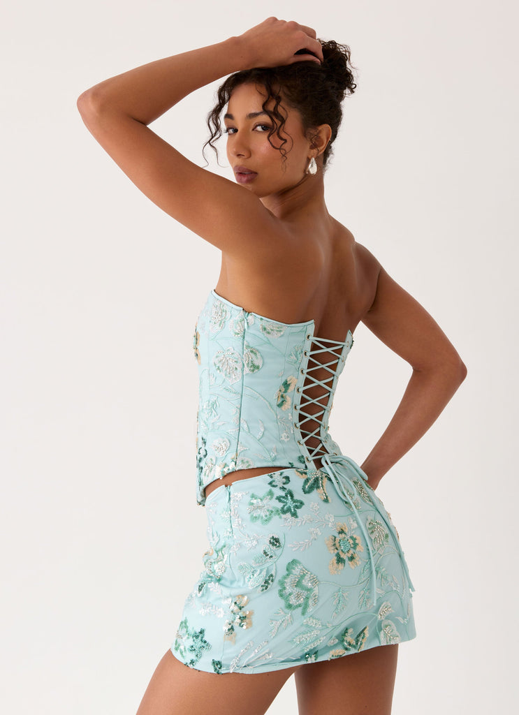 Solaire Strapless Corset Top - Pistachio