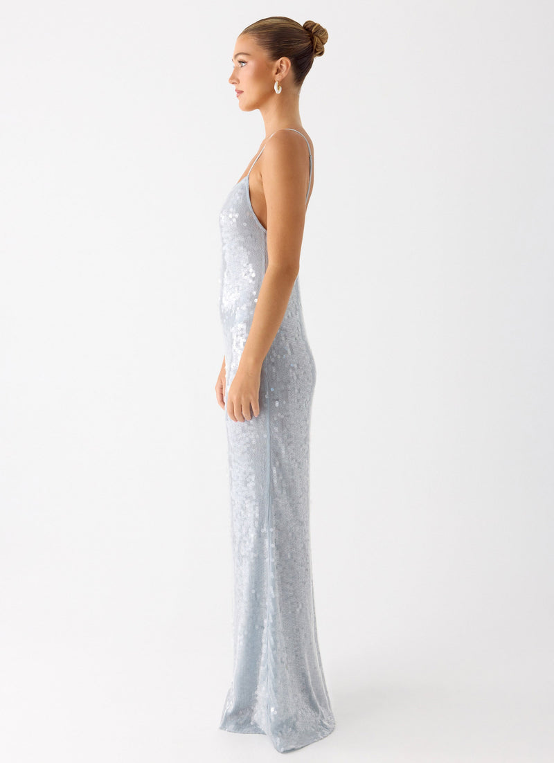 Solo Sequin Maxi Dress - Misty Blue