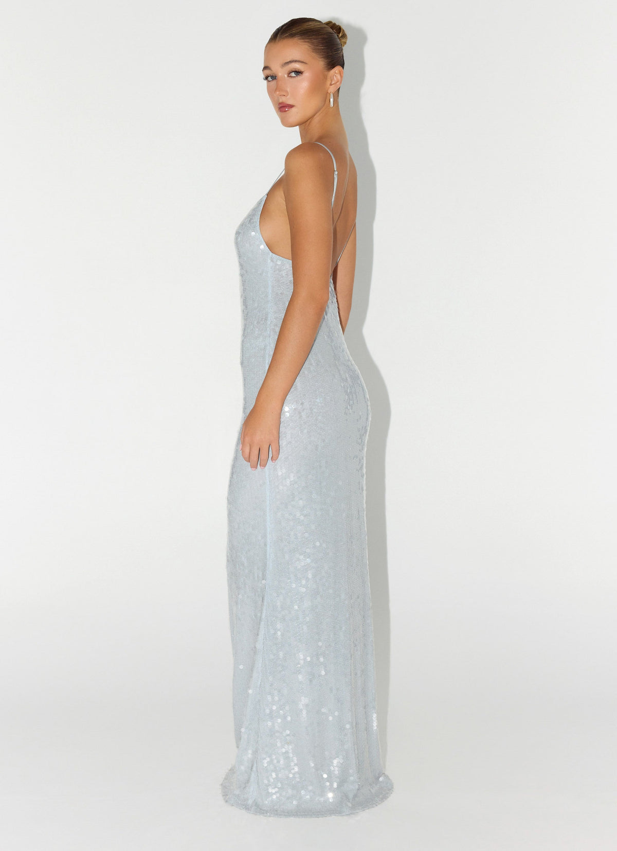 misty blue dresses Satin Midi flattering look thats perfect for formal events Misty Blue Mousse Dress