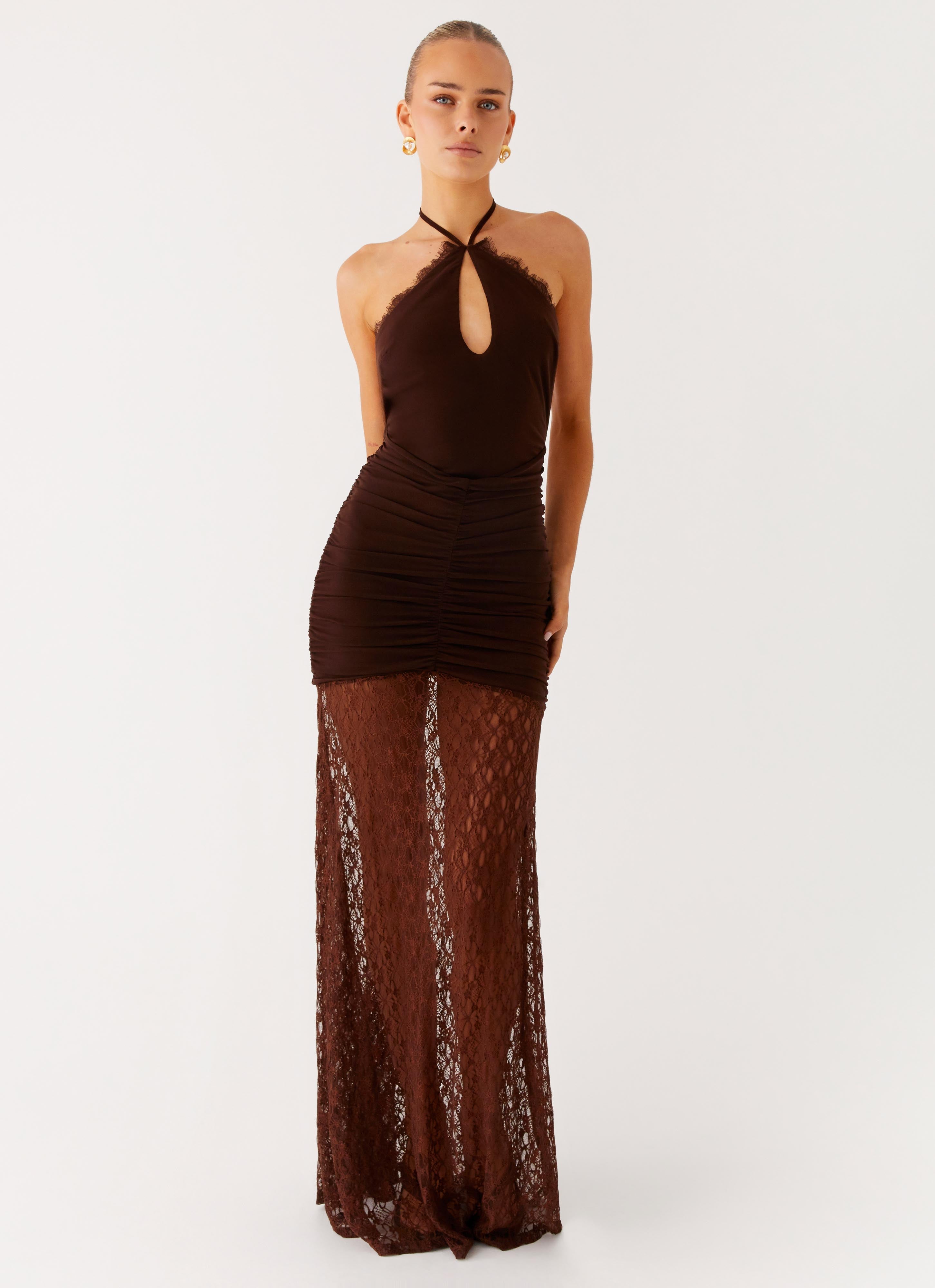 choco　AMERI LACE DECOLLETE DRESS Ameri（アメリ）の「DECOLLETE LACE EMPIRE DRESS（ワンピース