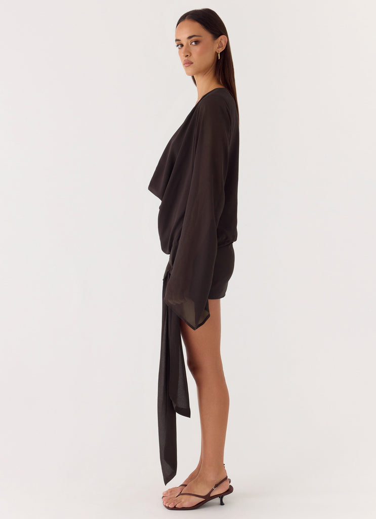Sorrel Long Sleeve Mini Dress - Chocolate