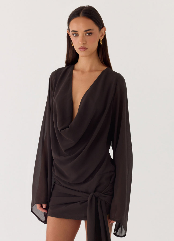 Sorrel Long Sleeve Mini Dress - Chocolate Chocolate / US 6 Sorrel Long Sleeve Mini Dress - Chocolate Chocolate / US 6