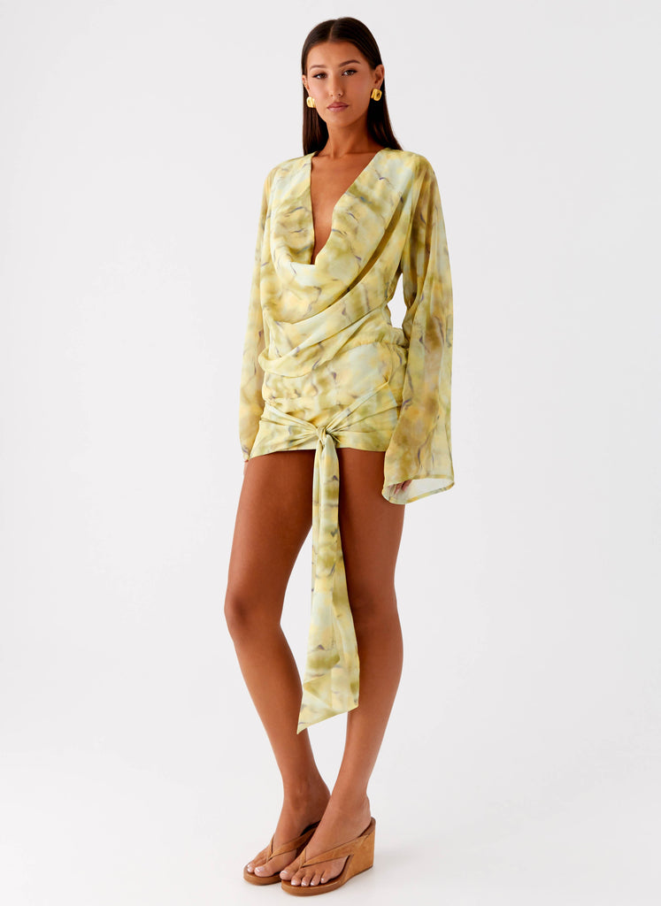 yellow long sleeve mini dress Miss Circle Women Carey Gold Velvet Long Sleeve Mini Dress