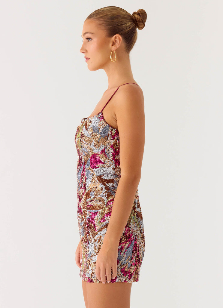 Soul Sound Sequin Mini Dress - Fuchsia Floral Beaded Fuchsia Floral Beaded / US 0 Soul Sound Sequin Mini Dress - Fuchsia Floral Beaded Fuchsia Floral Beaded / US 0