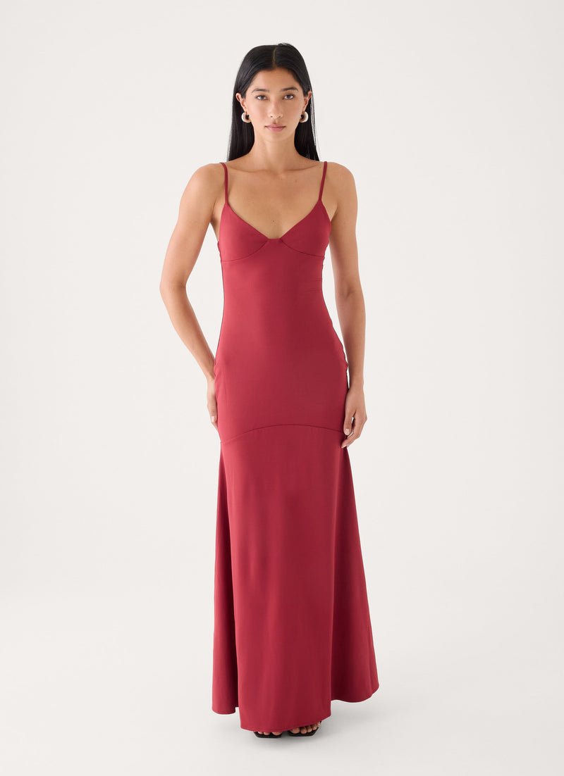 Spellbound Jersey Maxi Dress - Fire Red