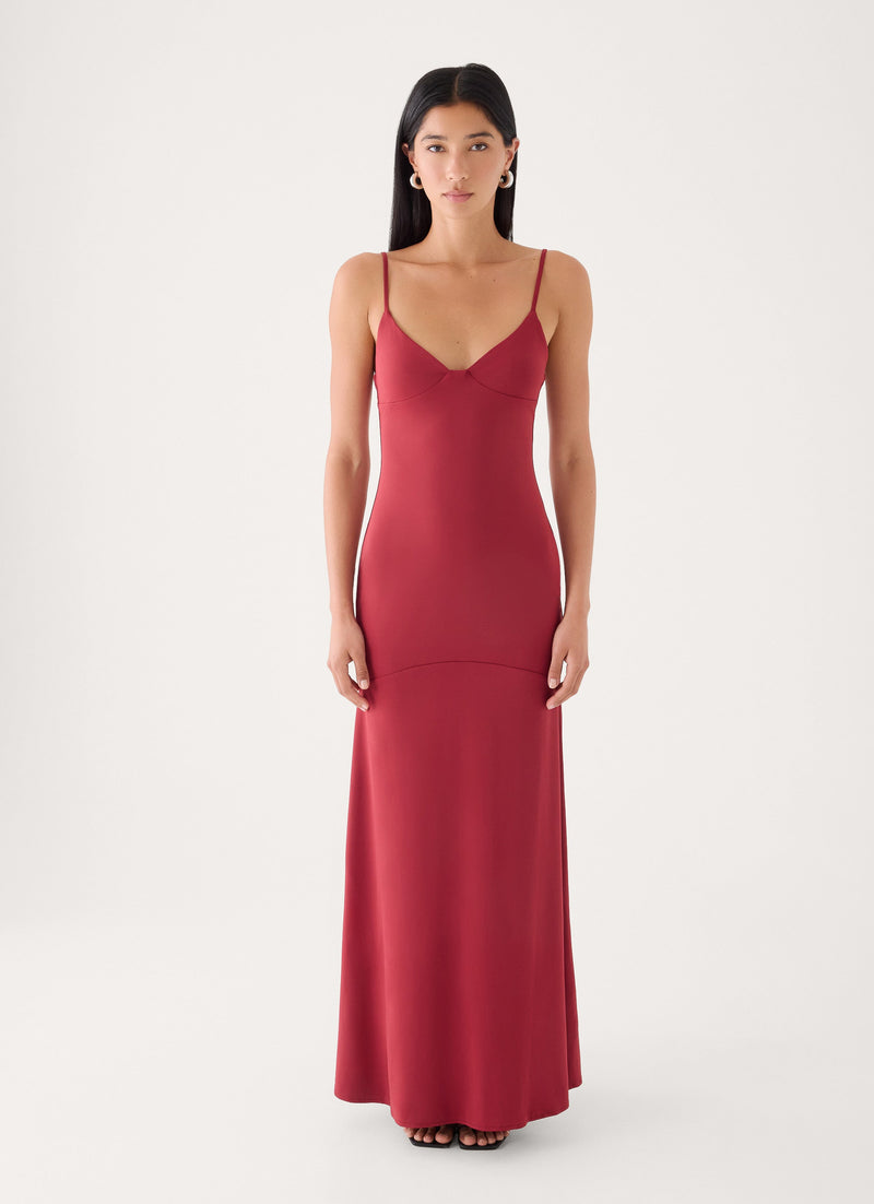 Spellbound Jersey Maxi Dress - Fire Red