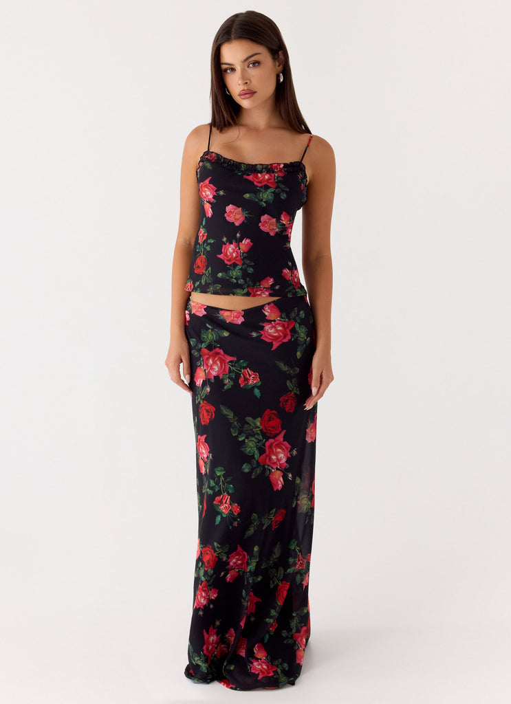 Star Girl Chiffon Maxi Skirt - Midnight Bloom