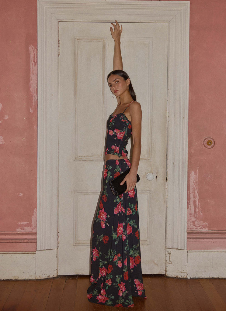 Star Girl Chiffon Maxi Skirt - Midnight Bloom