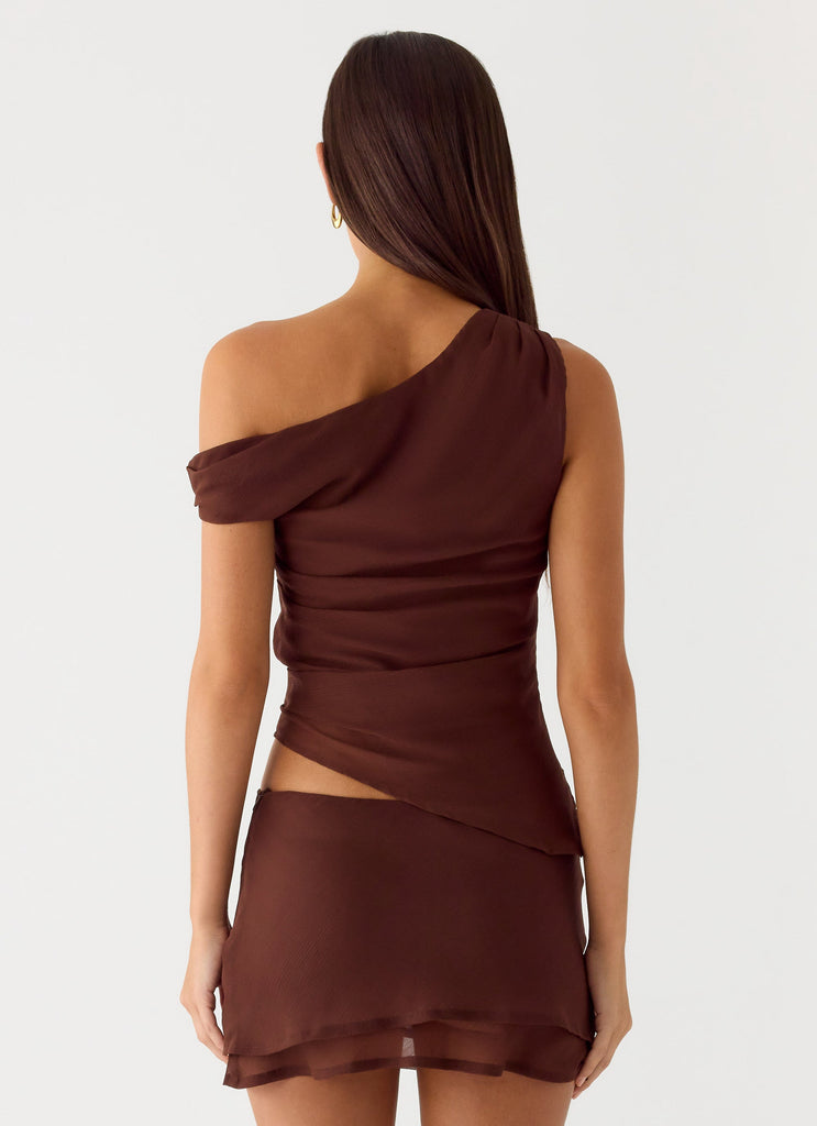 Stereotype One Shoulder Top - Chocolate