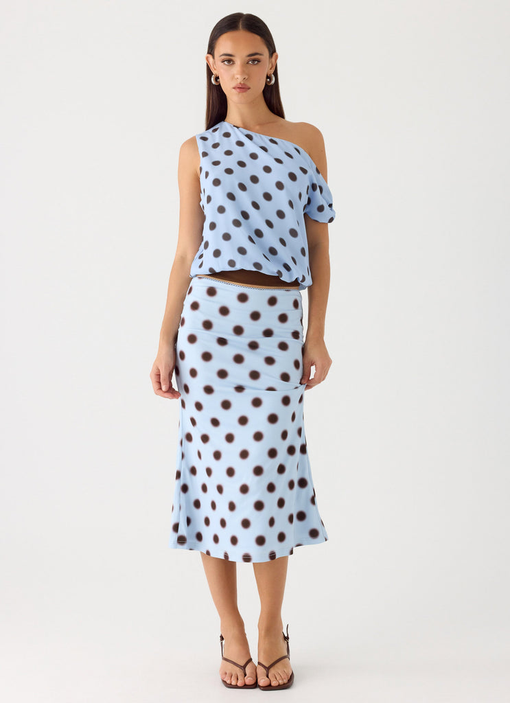 Stick Around Top - Blue Mocha Dot