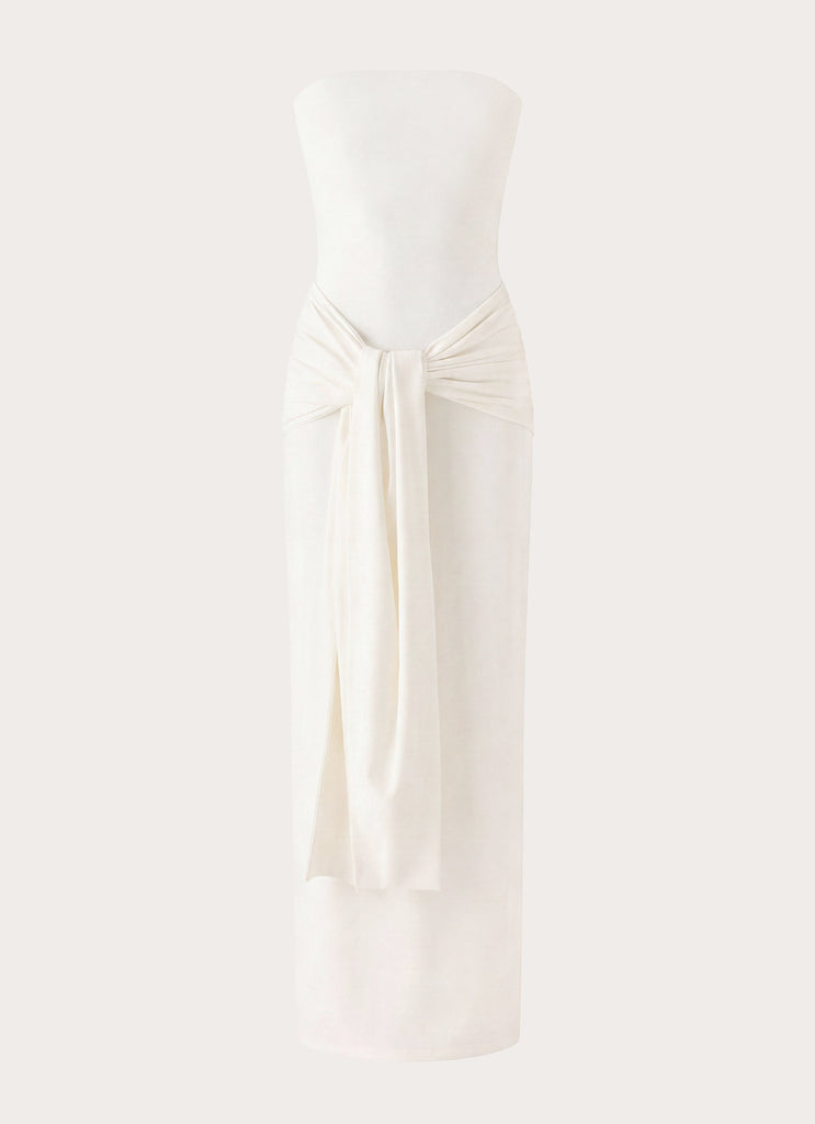 satin heart maxi dress white Vestido Maxi Satin Heart - Blanco