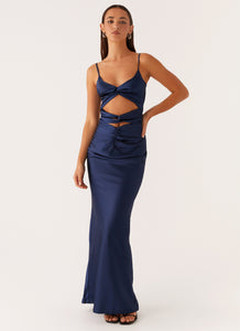 Stormie Satin Maxi Dress - Navy