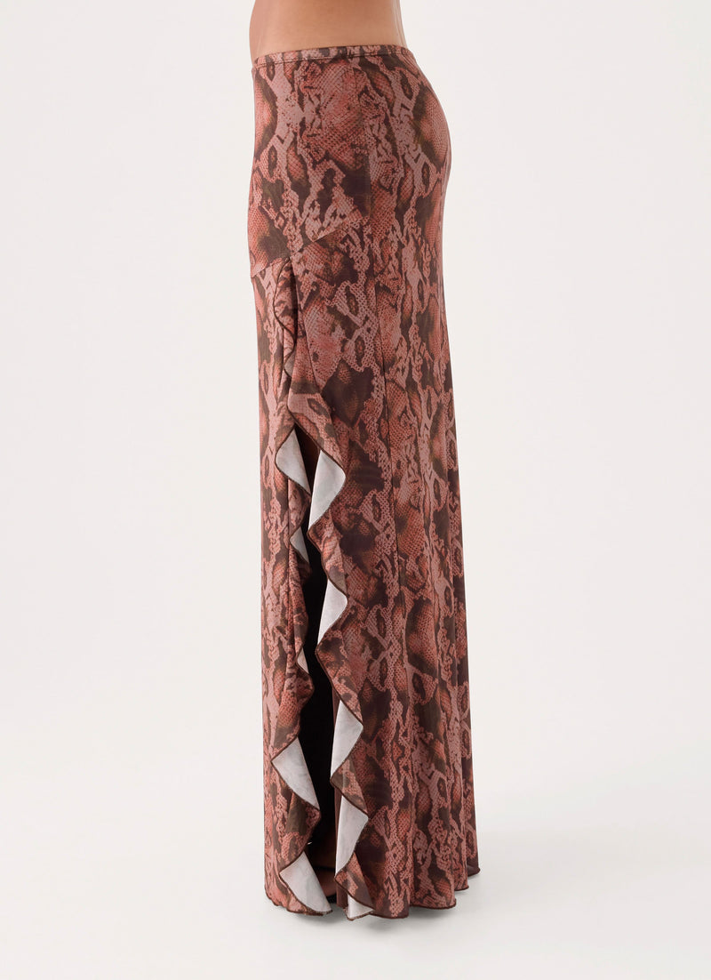 Strike First Maxi Skirt - Snake Print