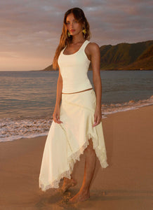 Suay Asymmetrical Midi Skirt - Yellow