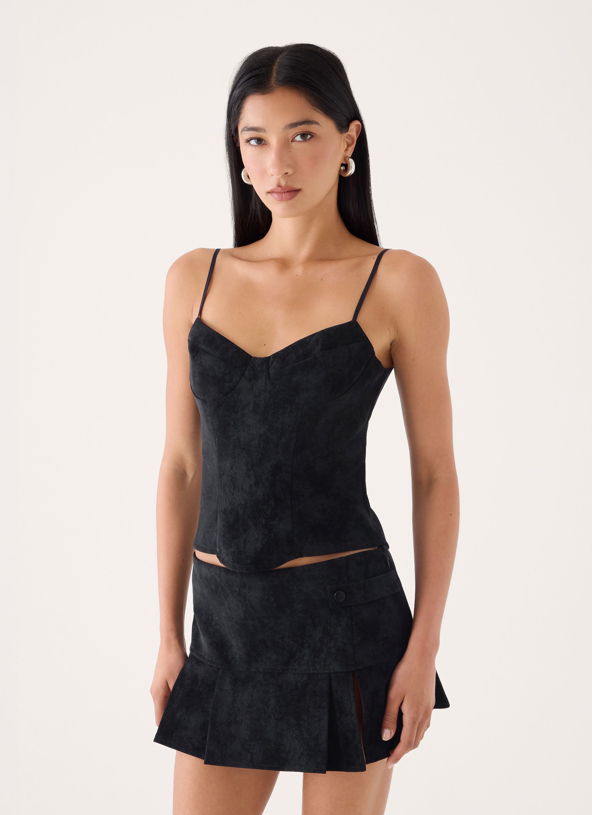 Sugar And Spice Faux Suede Corset Top - Black – Peppermayo US