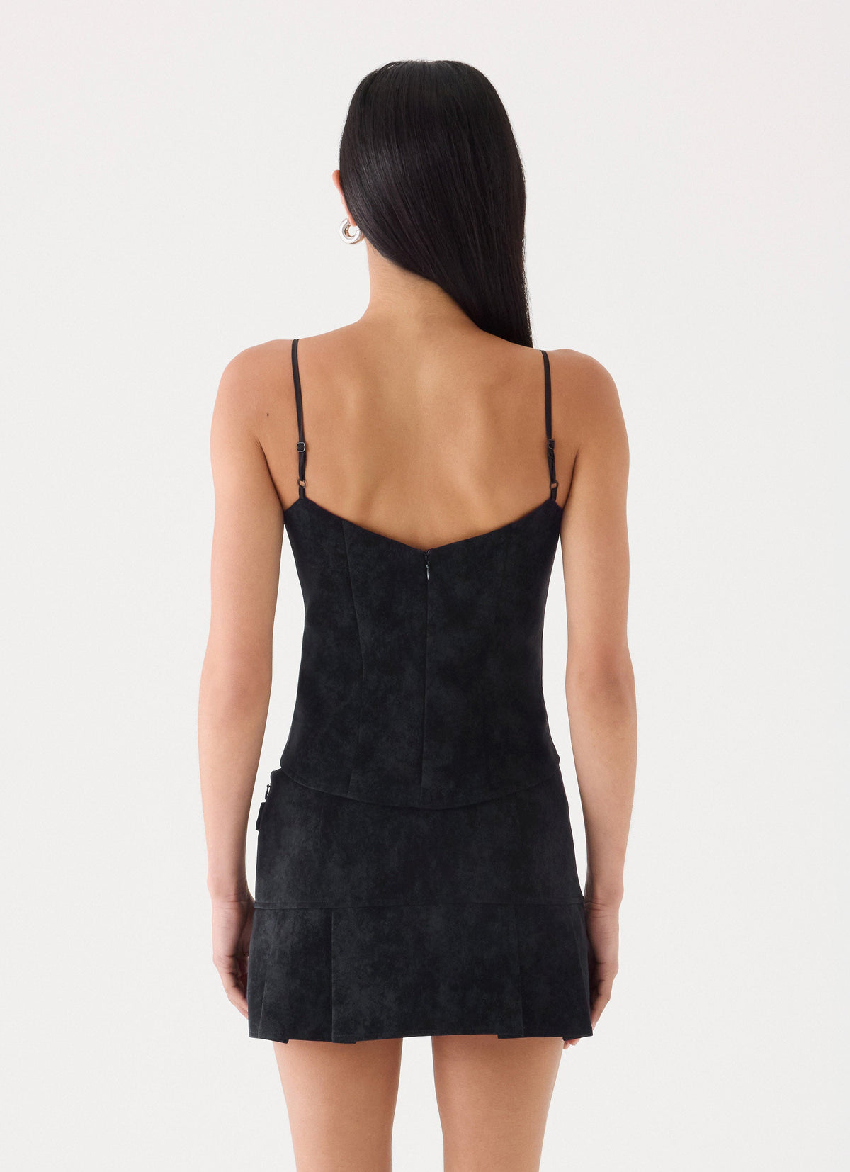 Sugar And Spice Faux Suede Corset Top - Black