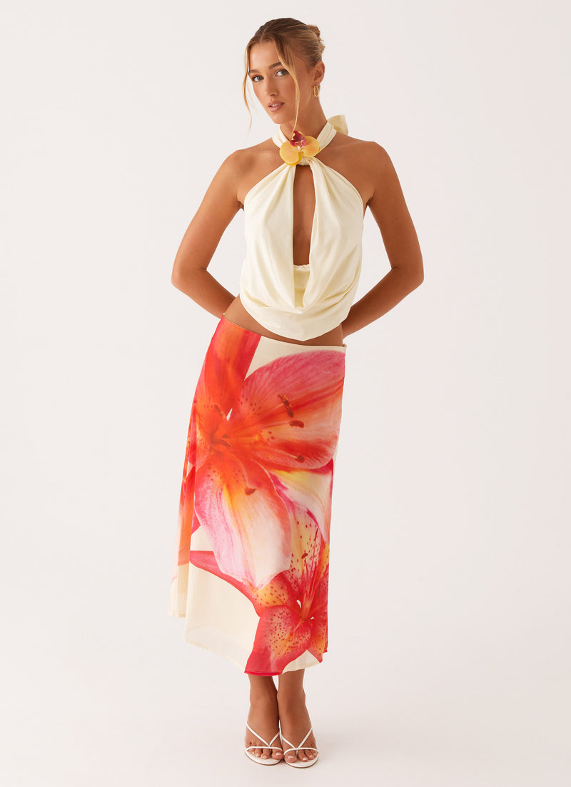Summertime Midi Skirt - Yellow Floral