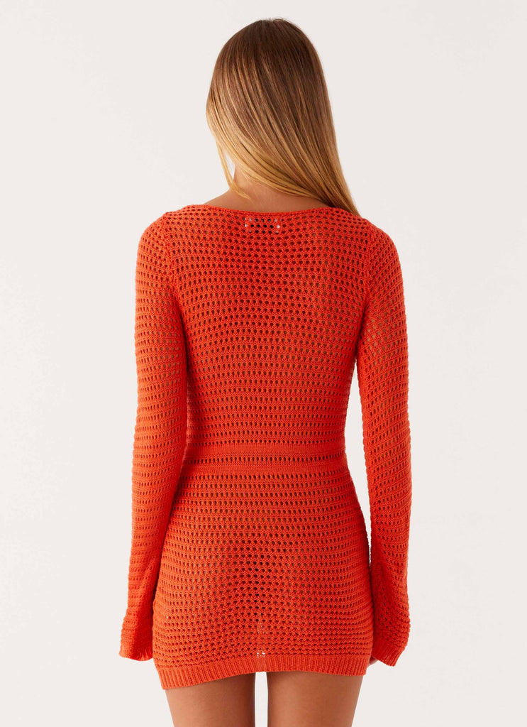crochet dress orange Sunriser Crochet Mini Dress