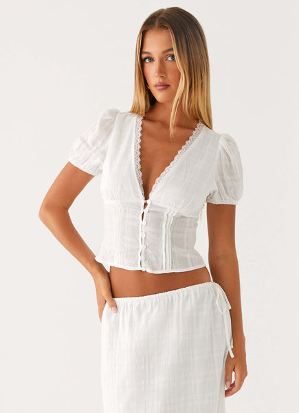 Sweet Lullaby Button Up Shirt - White – Peppermayo US