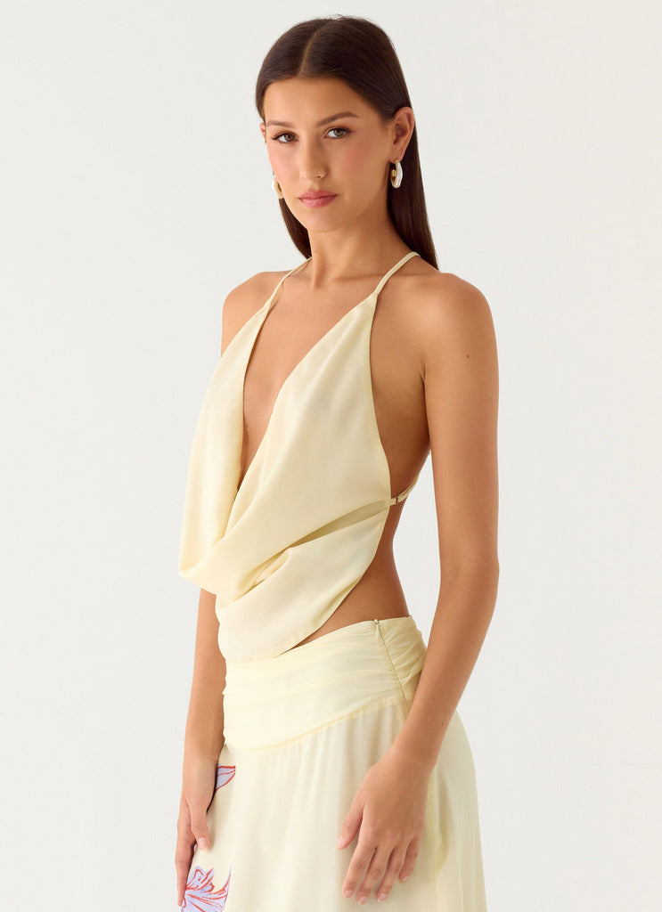 Sweet Charm Cowl Neck Top - Ivory