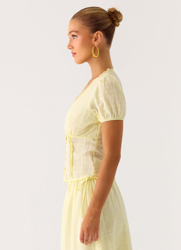 yellow dress button up Sweet Lullaby Button Up Shirt